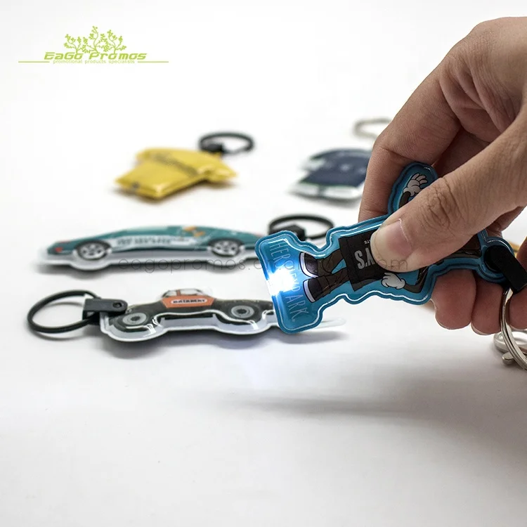 2024 2025 New design Led PVC light Key holder, OEM/ODM full color custom logo pvc keychain with kinds of shapes