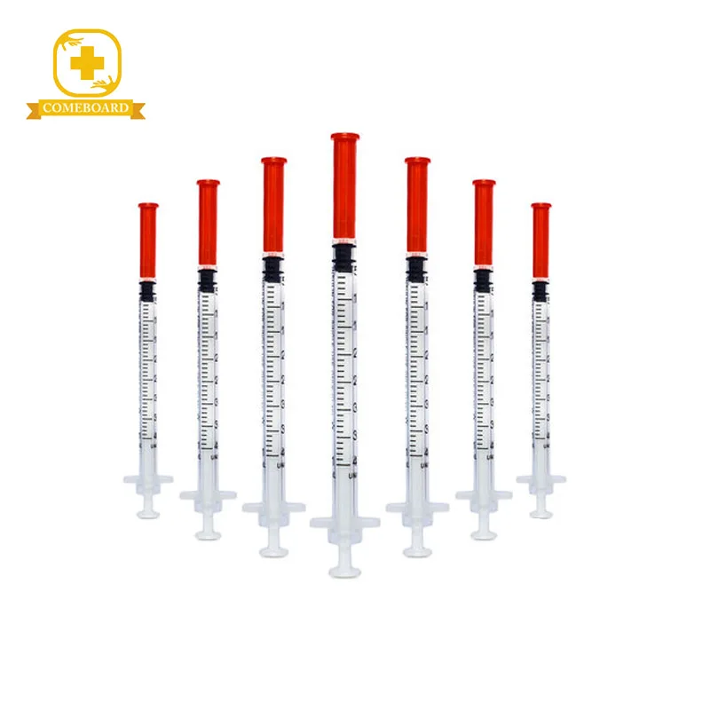 
medical 1ml orange cap insulin syringe with needle 