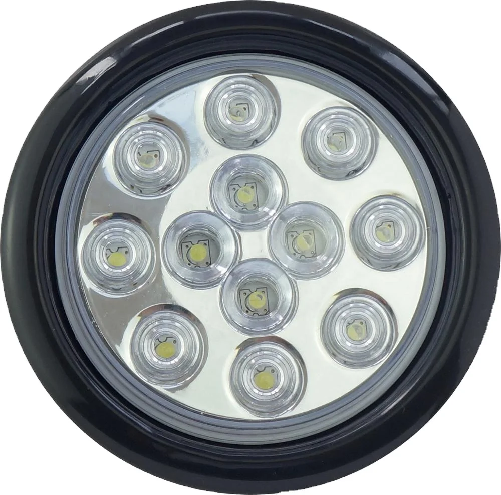 Red Amber And Clear Color 4'Round 12Leds Plastic Truck Tail Light