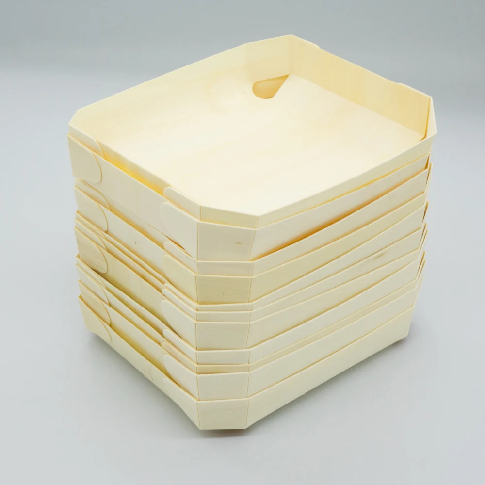 Chinese Hot Sale Decorative Customized Disposable Small Pine Wooden Serving Desserts Cake Food Boats Bowl for Sushi