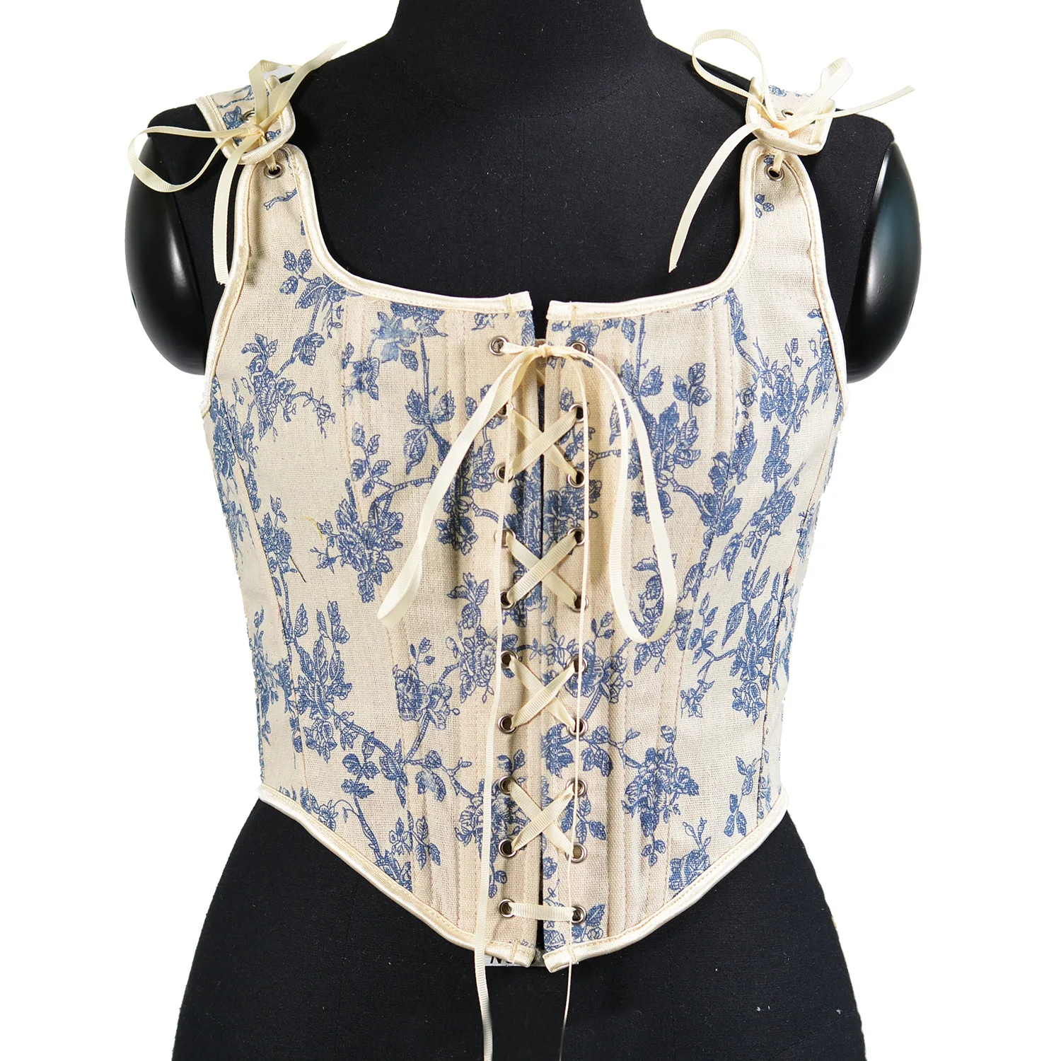 Women Elegant Designer French Vintage Print Bustier Tops Chic Bandage Floral Corset Sexy Style Party Club Ladies Top