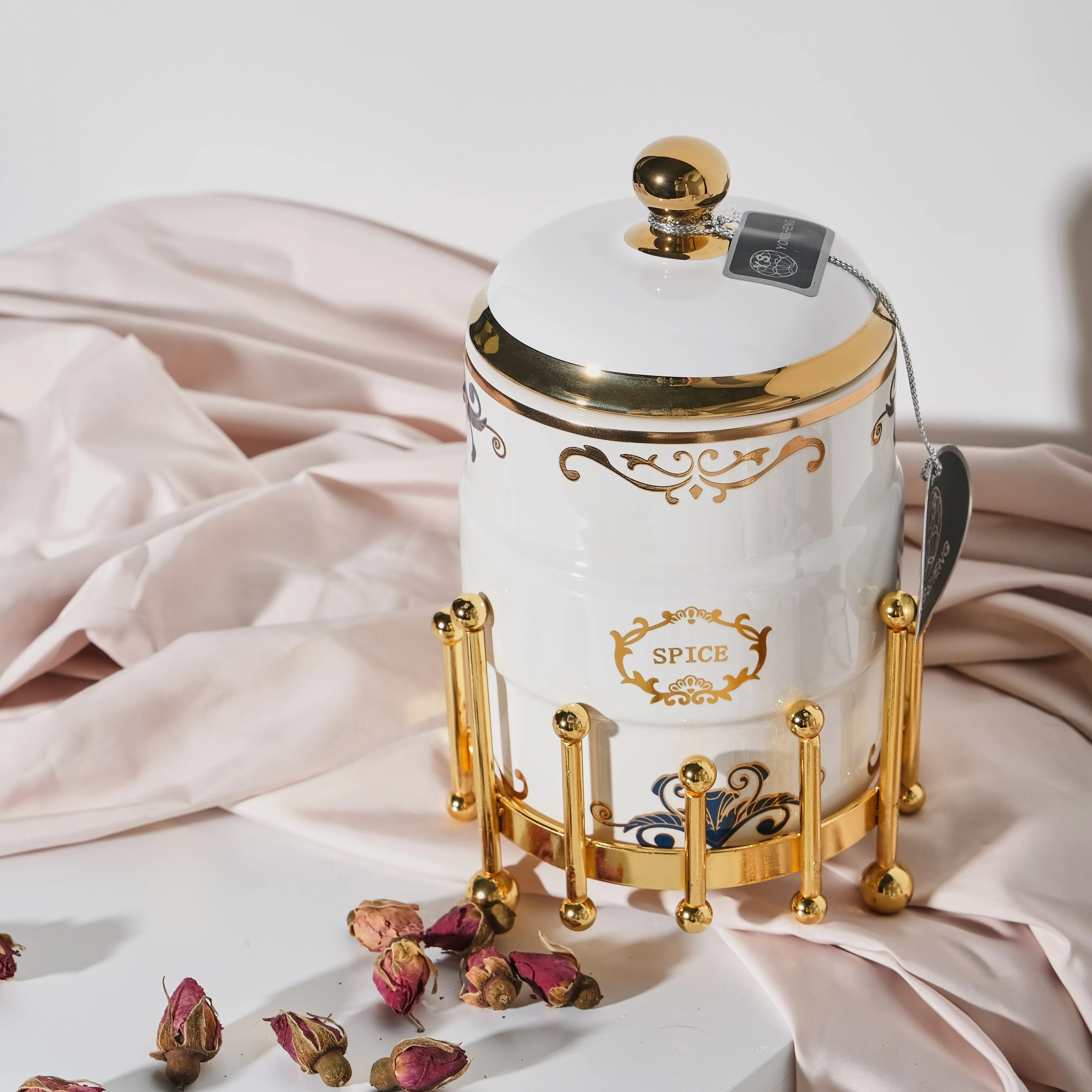 2023 Luxury Gold Canister For Kitchen Decor Tea Coffee Sugar Storage Jars