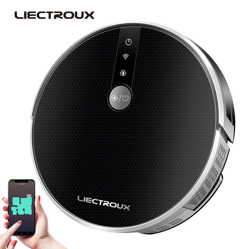 Long Time Vacuuming and Cleaning Mop Robot Vacuum LIECTROUX C30B Wifi Controlled Electric Control Water Tank