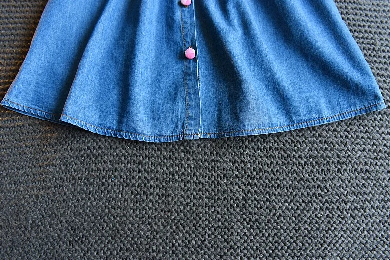 
Mudkingdom Latest Newborn Infat Sleeveless Denim Dress 100% Cotton Doll Collar Kids Girl Clothing Set Koren Outfit Wholesale 