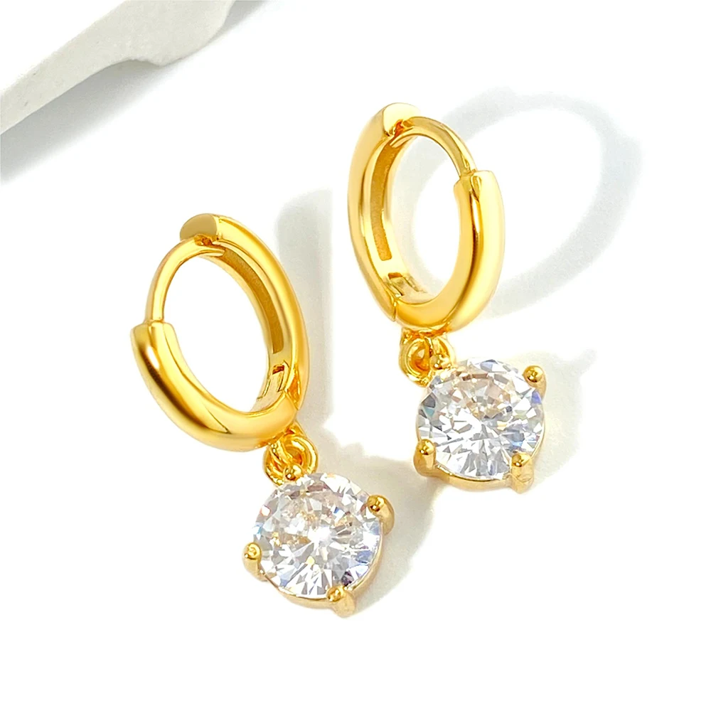 FOXI 925 серьги из стерлингового серебра 18K позолота 5A круглые кубические циркониевые Родиевые серьги-кольца