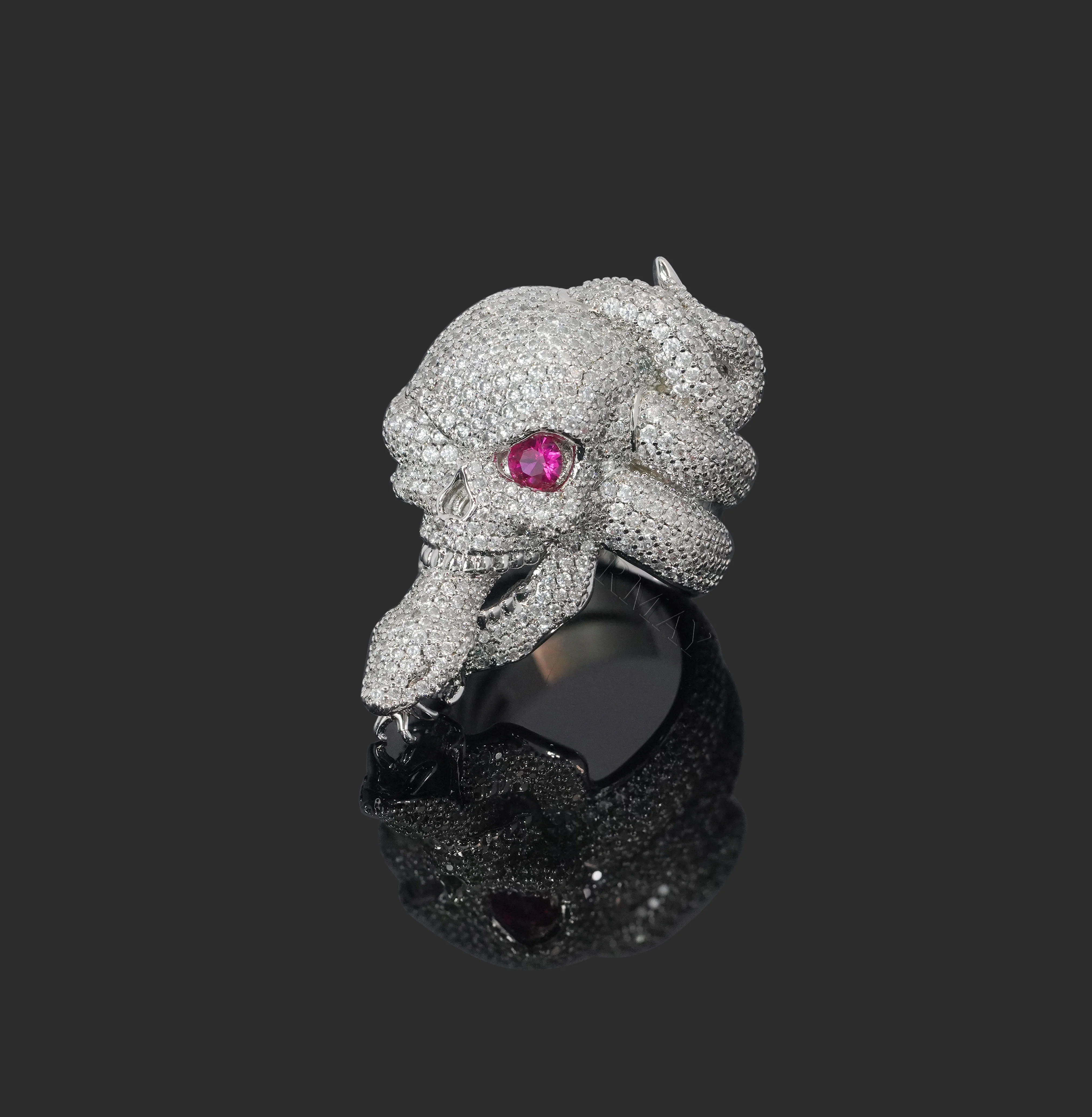 Hip Hop Skull Snake Design Ring Iced Out Moissanite Full Diamond Sterling 925 Silver Luxury Men Rings