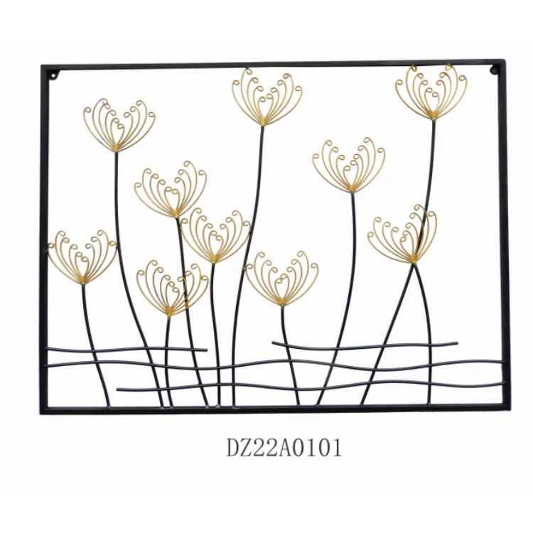 Wire Flower Sculpture Frame Wall Decor Metal Wall Art for Home Office Garden