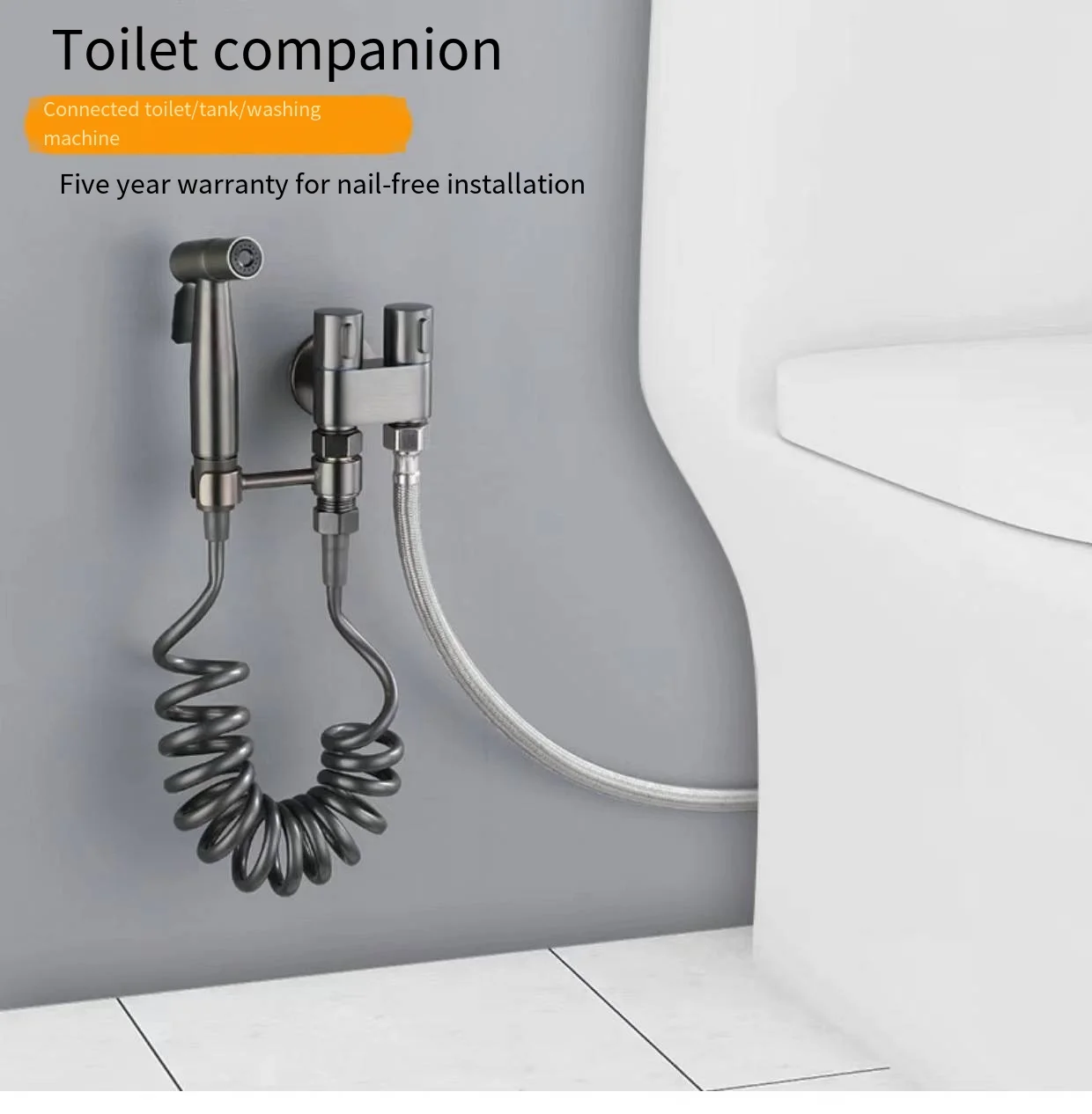 Toilet spray gun Portable jet fresh water shower holder wall mounted No drilling high pressure handheld toilet water spray kit