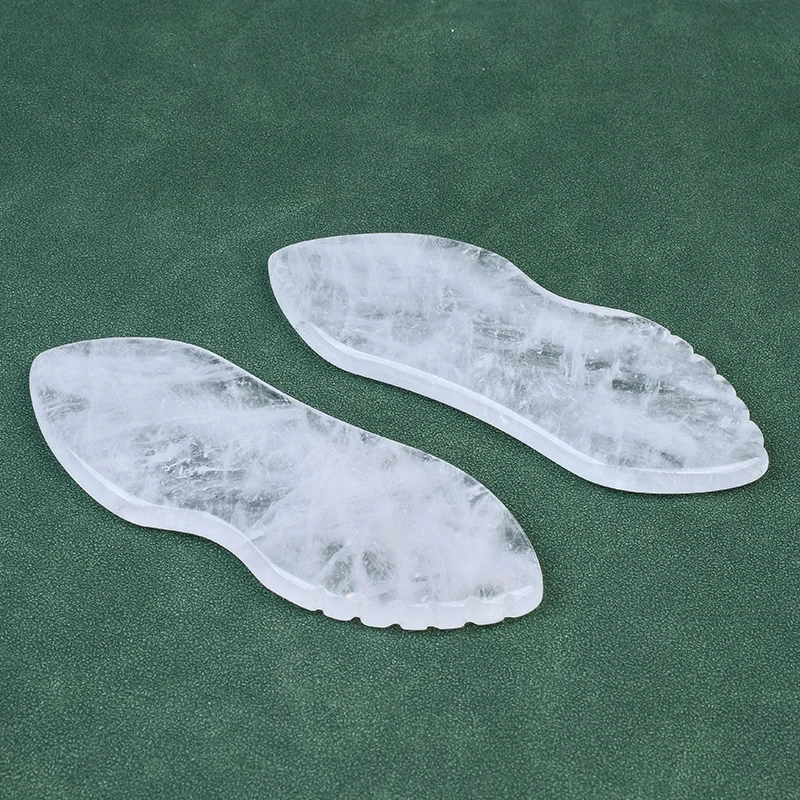 Custom Natural Rock Quartz Quasha Facial Beauty Product Crystal White Jade Gua Sha Face Massage Tool Stone Guasha With Teeth