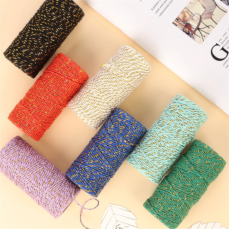 1.5mm 8 strands of colored macrame cord gold silk cotton rope Christmas gift wrapping decoration rope tag rope