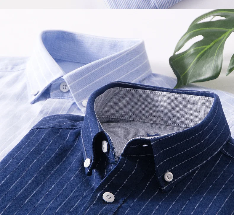 Мужская Повседневная рубашка с воротником на пуговицах, рабочая рубашка из чистого хлопка с длинными рукавами, клетчатый потертый топ из ткани Оксфорд