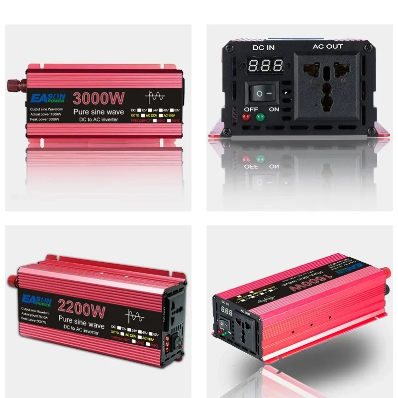 1000W 1600W 3000W Pure Sine Wave Inverter DC 12V 24V To AC 110V 220V Voltage Transformer Power Converter Solar Car Inverte
