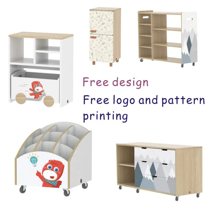 Ema Montessori Kindergarten Daycare Reggio Furniture Kids Wooden Cabinet Soft Play Study Set Toddler Nursery Preschool