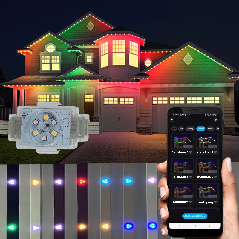 HRSYT factory price pixel led point lights ip68 outdoor waterproof rgbw lighting decoration led pixel light string