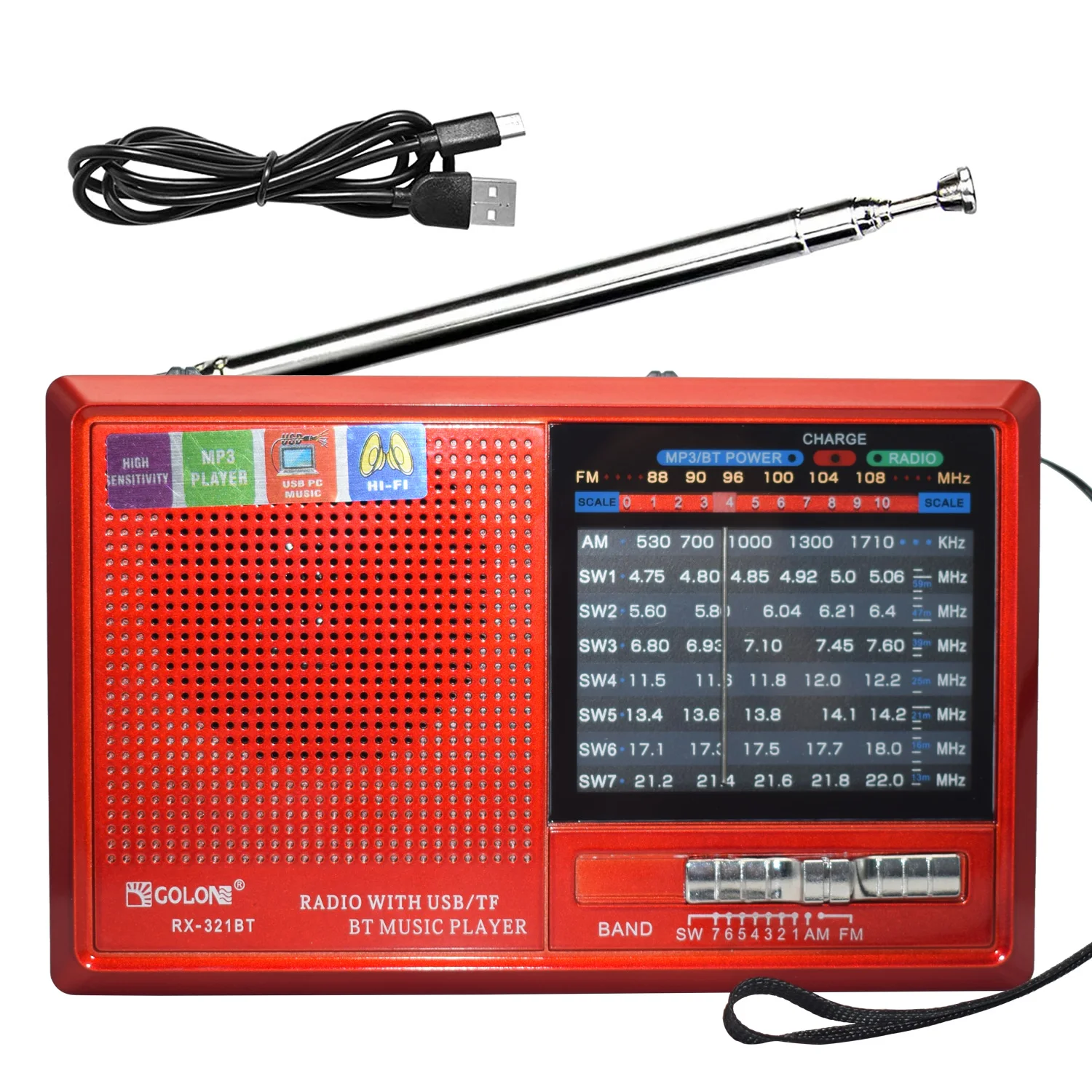 Home Shortwave Portable With USB Music Player BT USB TF PC Link Radio