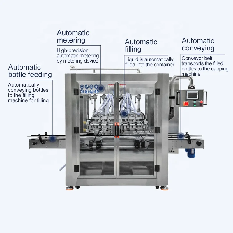 Auto Four Heads Servo Motor Shampoo Lotion And Sticky Liquid Filler In Daily Chemical Industry Filling Machine