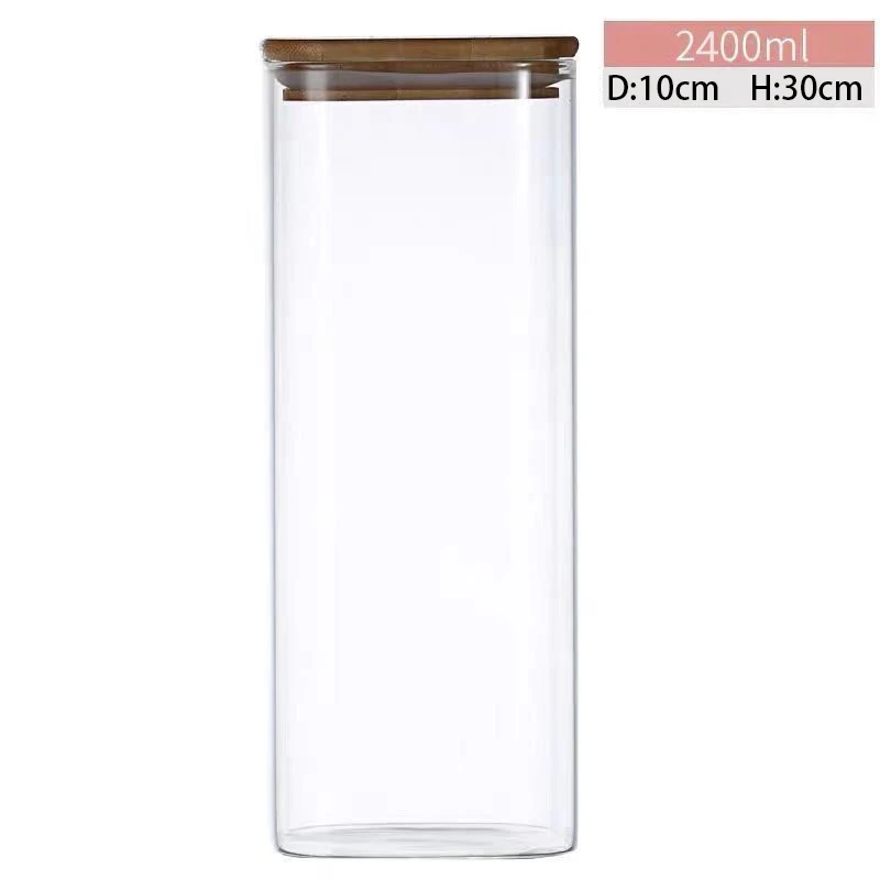 Glass Storage Jars with Sealed Bamboo Lids -Clear Glass Bulk Food Storage Canister for Serving Tea, Coffee, Spice, Candy, Cookie
