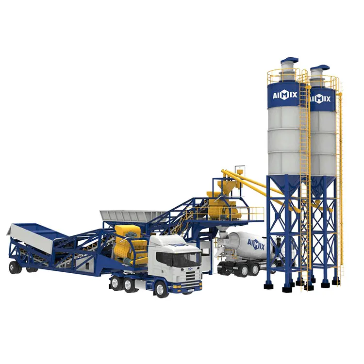 Electric 30 m3 floating concrete batching plant mini mobile concrete batch plant