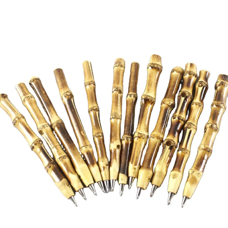 Giant Real Bamboo Root Ballpoint Pen Natural Whip Bamboo Pen with Special Ink Refills and Protect Cap
