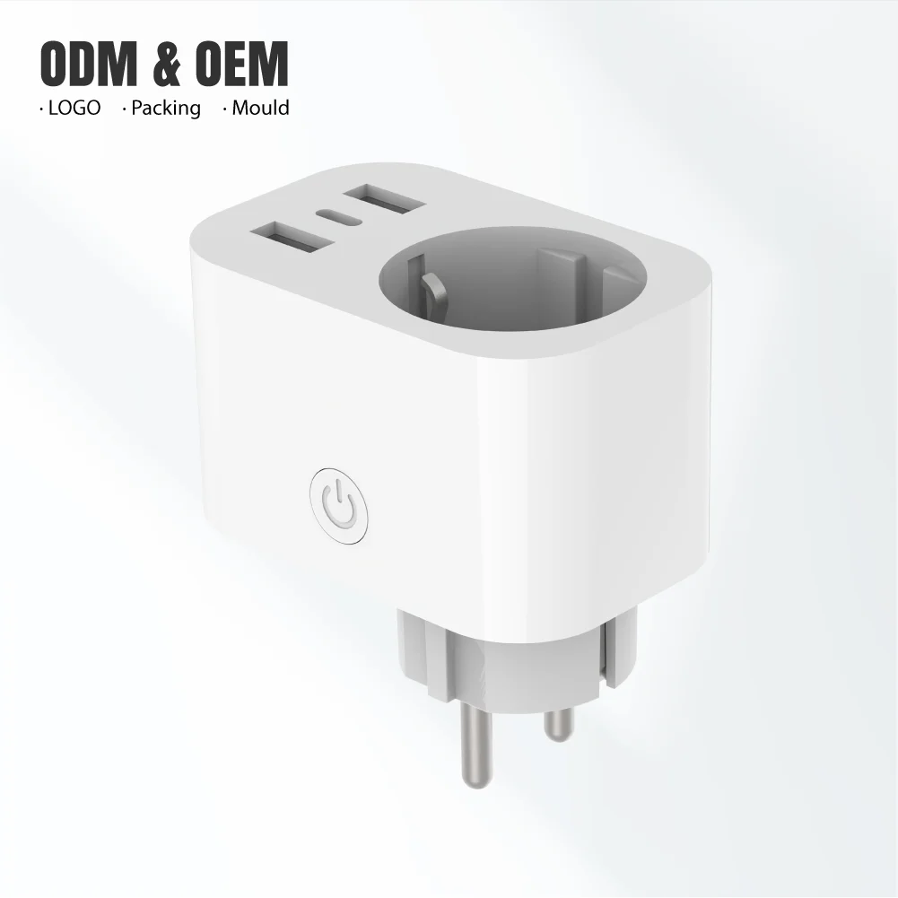 EU Manufacturer  Tuya Wi-Fi Energy Monitoring USB 20W PD Fast Charger Travel Adapter Smart Wifi Socket Plug With Type C