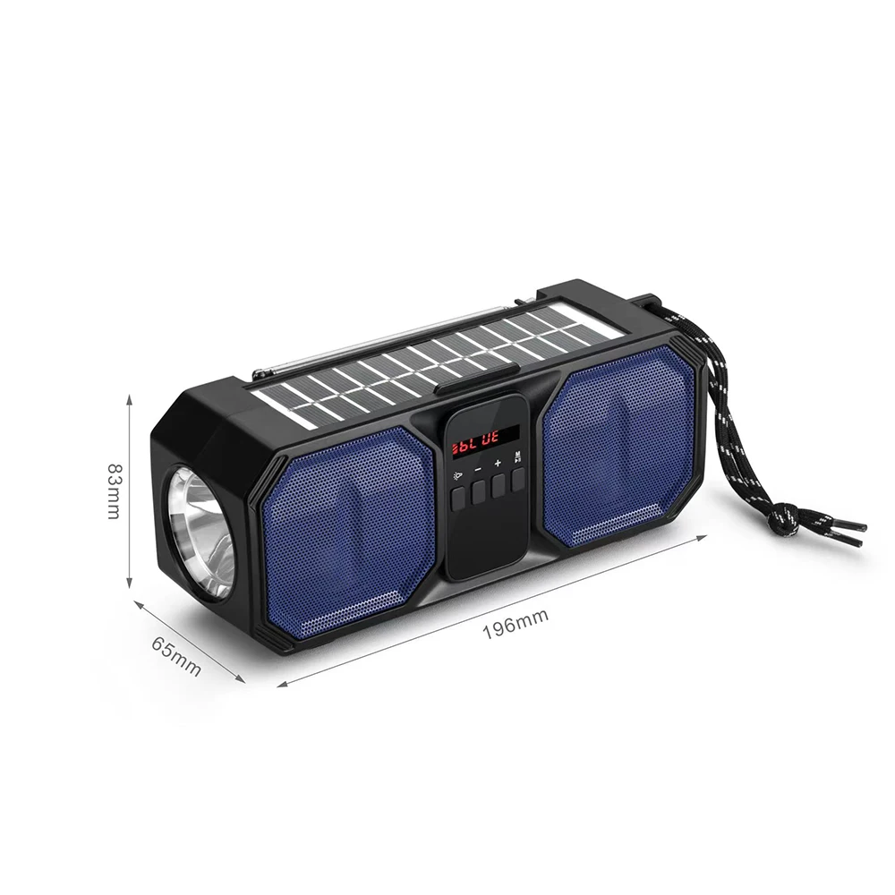 Creative solar powered outdoor speaker stereo with Fm radio,torch light,USB charging,convenient and durable