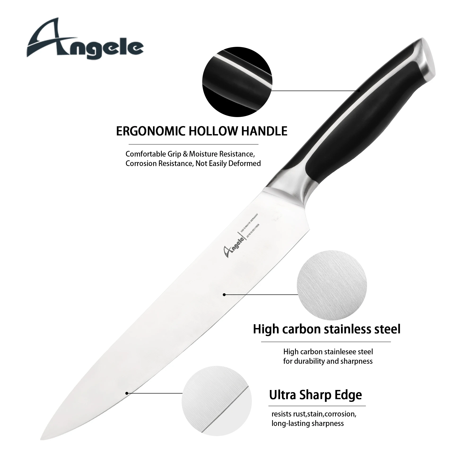 2023 Best Seller 3cr13 Blade ABS Handle Full Tang Stainless Steel  Knife Set with Knife Block