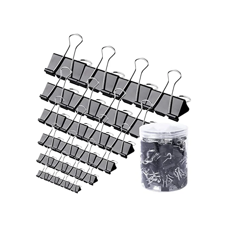 Extra Large Medium Small Mini Binder Clips Custom Black Paper Clamps for Office Supplies