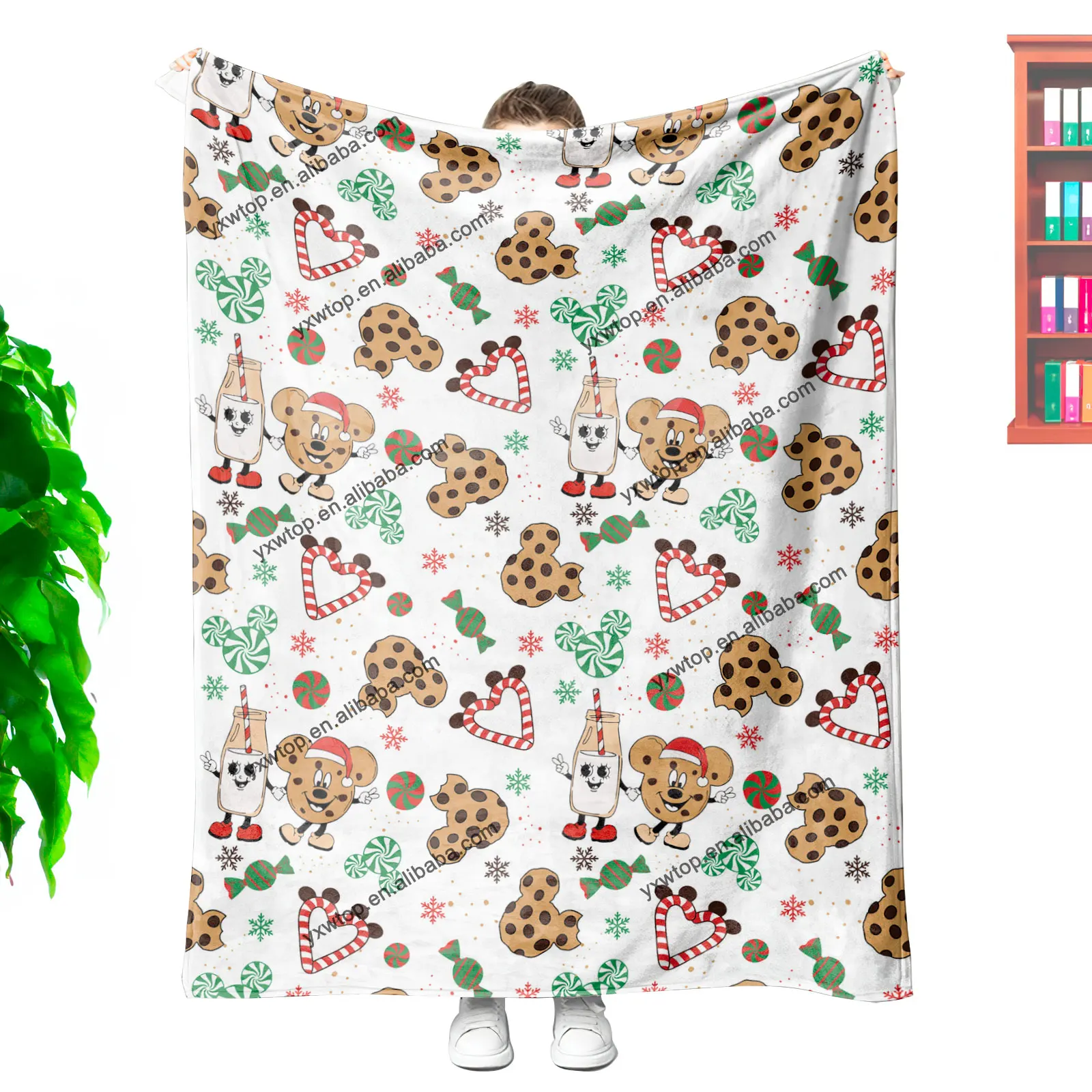 custom Magical Christmas Cookies Castle Cookie Mouse Park Snacks Seamless Pattern  plush coral fleece travel throw blankets