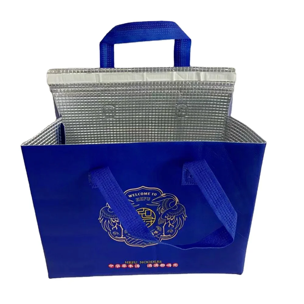 
Logo Printed Promotional Pearl cotton Insulated Cooler Bag for Food Delivery 