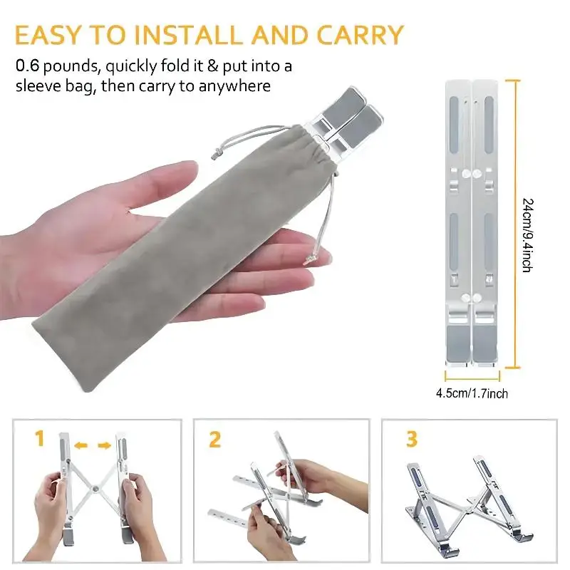 Portable Laptop Stand Aluminium Alloy Foldable Notebook Holder Tablet Base Cooling Stand For Macbook Pro Pc Computer Accessories