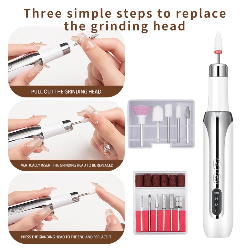 Professional Finger Toe Nail Care Electric Mini Nail Drill Machine Manicure Pedicure Kit for Acrylic Nails Gel Polishing