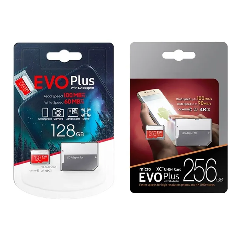 Wholesale Evo Plus Class 10 Memory Cards 32GB 64GB 128GB 256GB Mini TF SD Card with Free Adapter