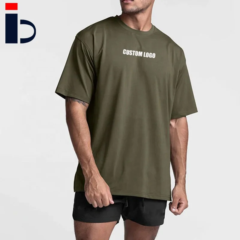 OEM Designer Luxury Cotton Sports Gym Tshirt for Men  Luxury Oversized Short Sleeve Fitted Style Solid Pattern Logo Print