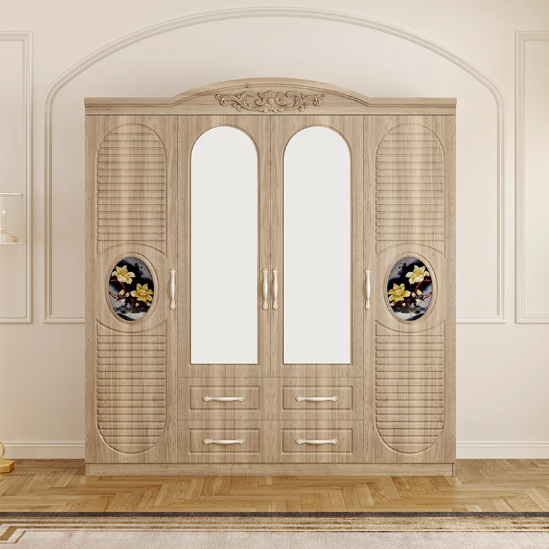 hot sale 4 doors plastic board wardrobe kids  modern bedroom wardrobes 2 meter customized wooden  wardrobe furniture