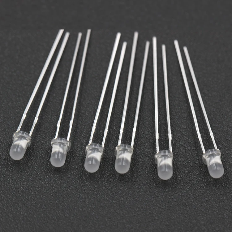 Led F3 / 3mm Round Head with side long foot fog white light red blue green yellow straight inserted led beads