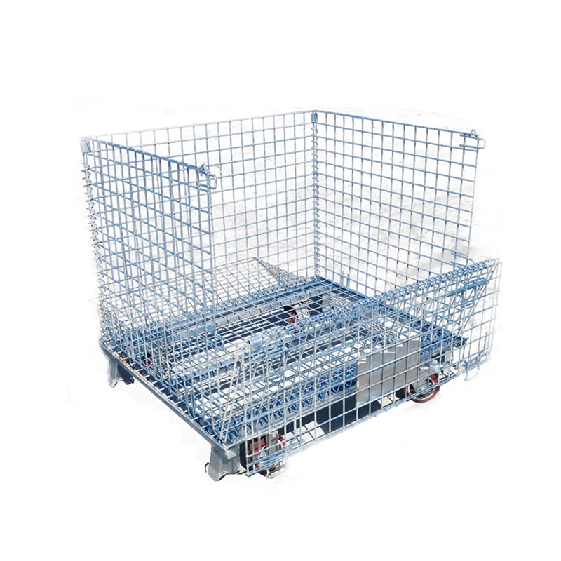 Wholesale steel foldable  scrap storage roll cage roll car with wheels for sale