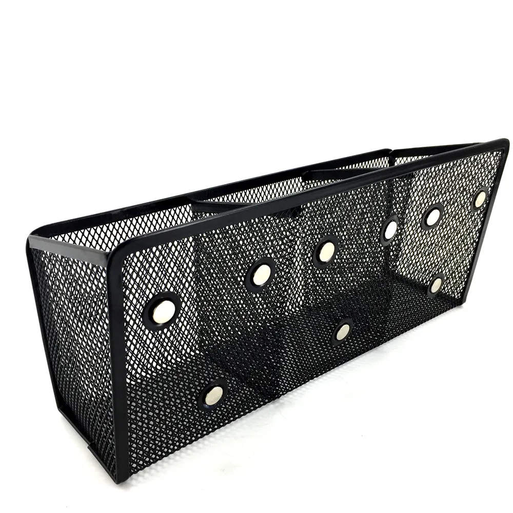 Metal Magnetic Mesh Pencil Holder Magnetic Holder With 3 Compartments