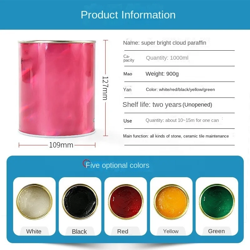 Paraffin marble stone polishing wax polishing agent refurbishment repair maintenance white transparent black care wax