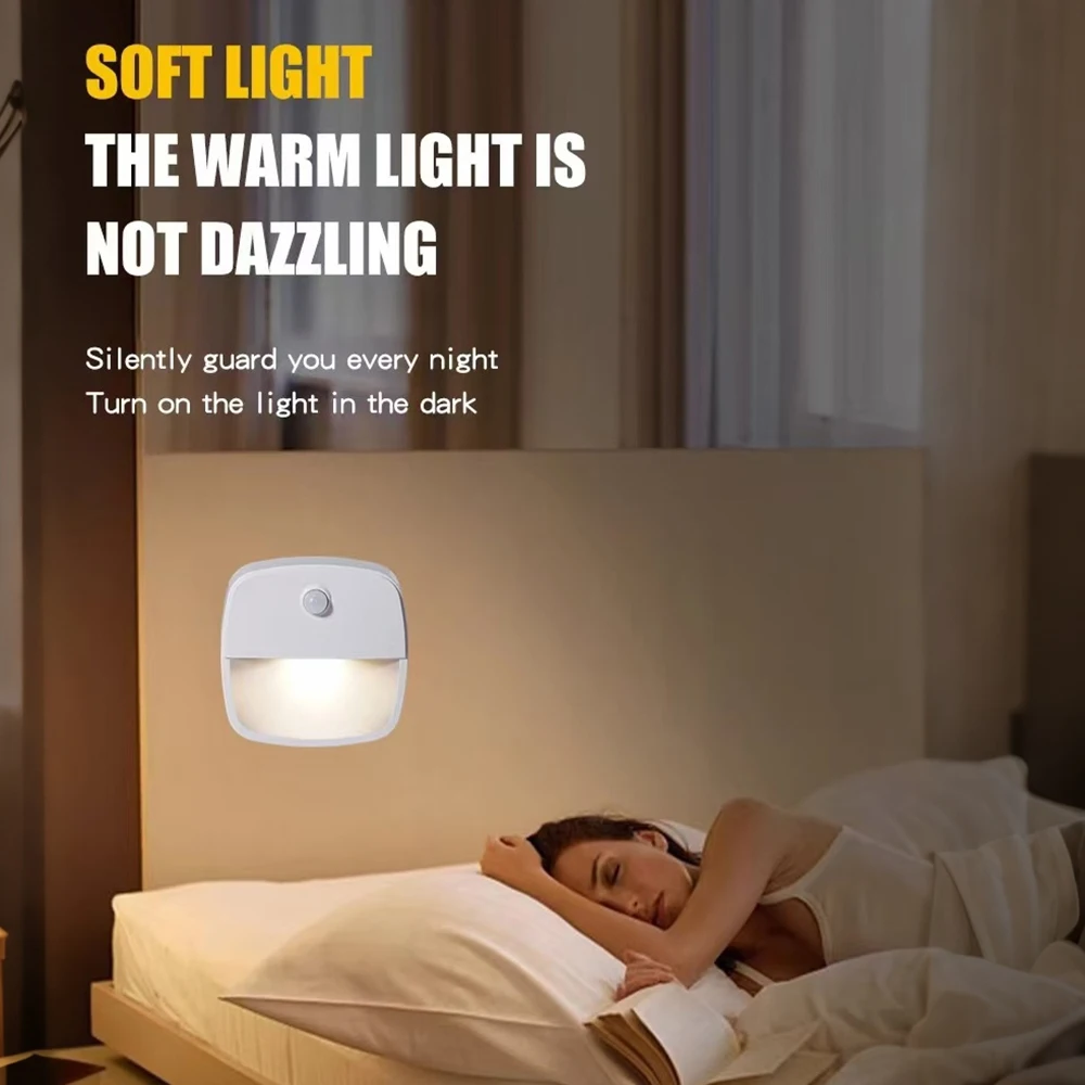 3pcs/Set Mini Wall Motion Sensor Light Battery Smart Motion Sensor Led Nights For Bedroom Hallway Corridors Stairs Bedside Lamp