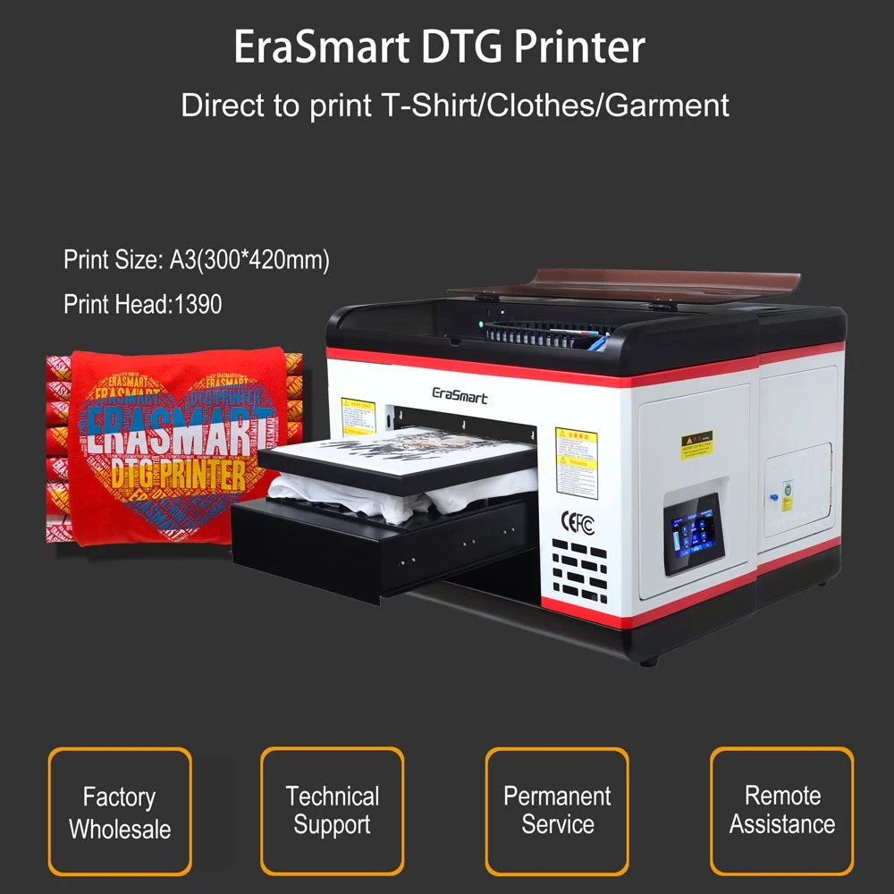 EraSmart Imprimante DTG Printing Services DTG Printer T-shirt Printing Machine A3