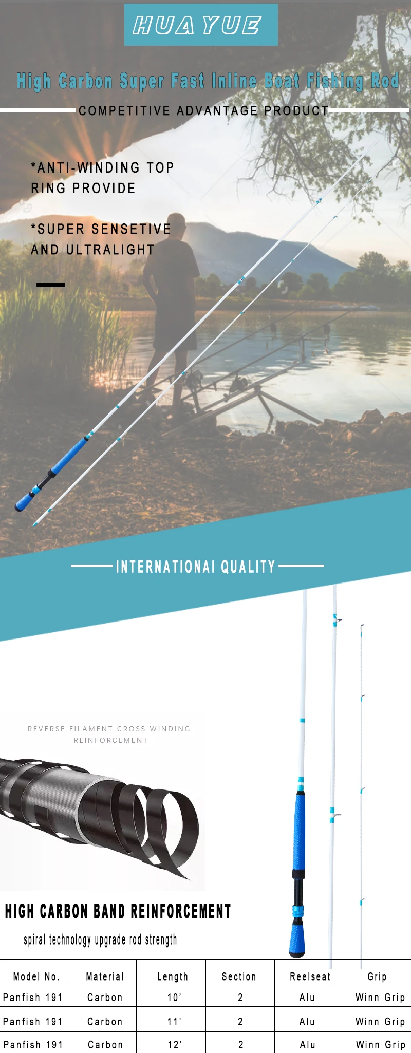 10ft/11ft/12ft best rod for long ultra light panfish crappie spider rigging rods combo