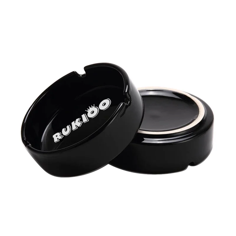 Rukioo Wholesale Round Ceramic Ashtray Smoking Accessories Ceramic Smokeless Ashtray Custom