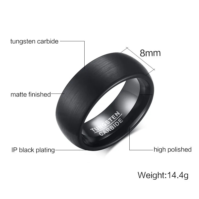
Fashion black tungsten custom ring from men rings jewelry 