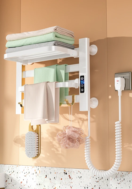 Hot Sale Household Intelligent Thermostatic Drying Heating Rod Smart Towel Rack Bathroom Radiator Heated Electric Towel Warmer
