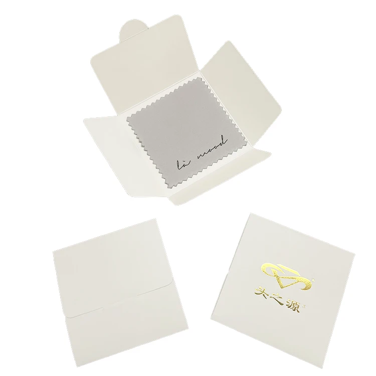 8x8cm Personalized Custom Embossed Logo Soft Microfiber Suede Cleaning Polish Jewelry Polishing Cloth with Envelope