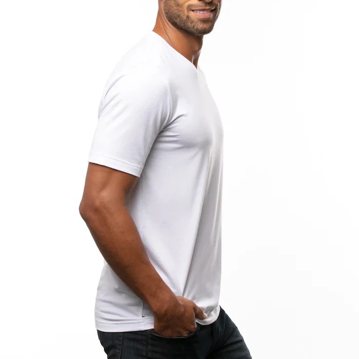 Custom High Quality Quick Dry V Neck T Shirts Men White Pima Cotton Blank Printed T-shirt With Logo