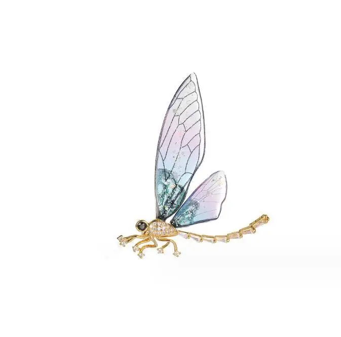 Fashion Luxury Shining Transparent Hot Sell Animal Women Girls Ladies Beautiful Dragonfly Brooch For Women Girls High Quality