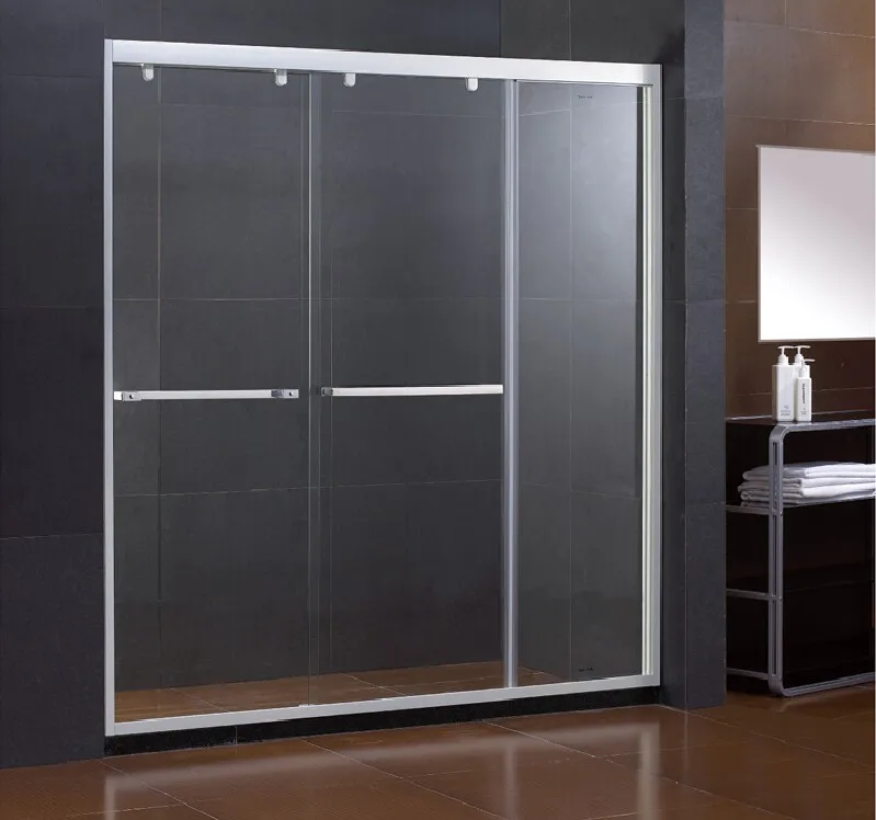 Bathroom Shower Enclosure 6mm Tempered Glass Chrome Sliding Shower Door