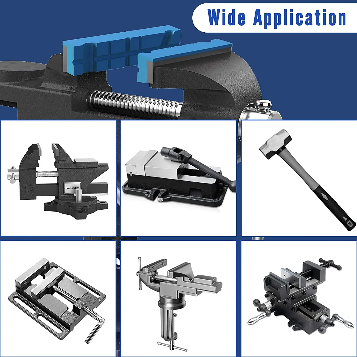 Housolution Set of 2 Pack Magnetic Retention Vice Jaw Pads, Multi-Purpose Design Vise Soft Jaws Rubber Pads