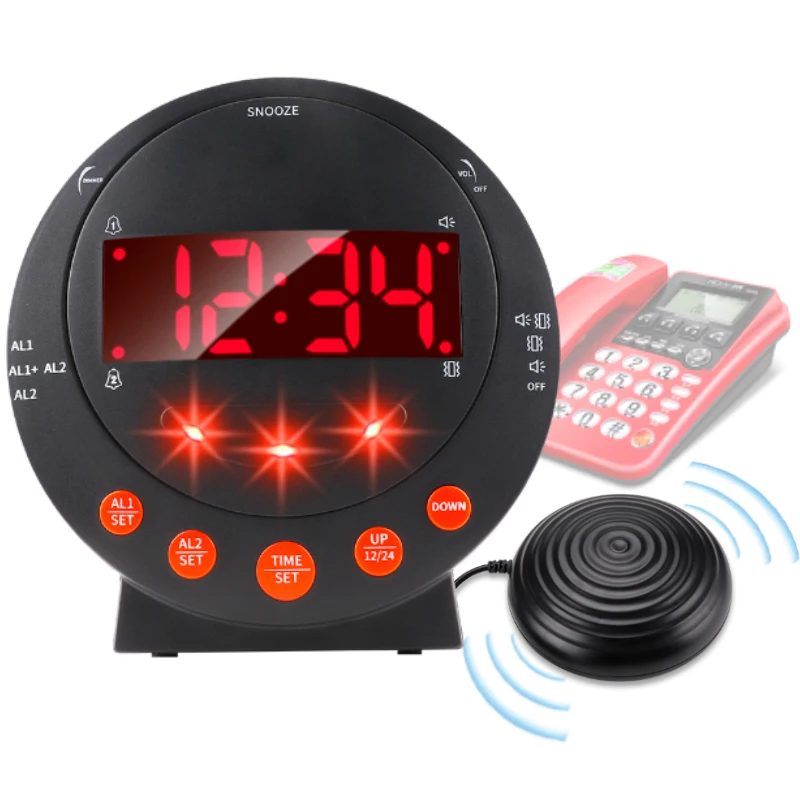 Digital Analog Alarm Bedroom LED Vibrating Desk Clock Incoming Call Reminder Clock Suitable for Deaf People